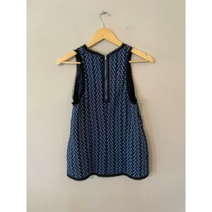 Postmark Anthropologie Blue Fringe Trim Sleeveless Top S